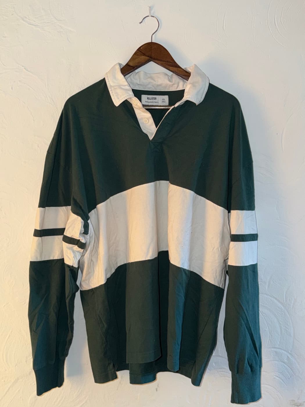 Hollister Heavyweight Green Rugby Long Sleeve Pullover